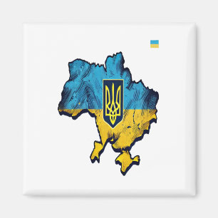 Support Ukraine – Free Ukraine Map With Flag Tryzu Magnet