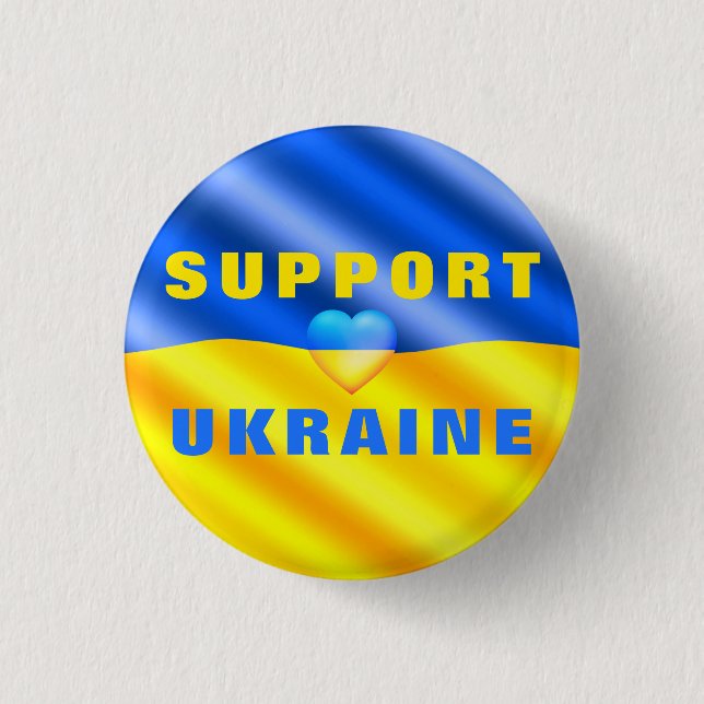 Support Ukraine Freedom Heart Ukraine Flag Button  (Front)