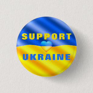 Support Ukraine Freedom Heart Ukraine Flag Button 