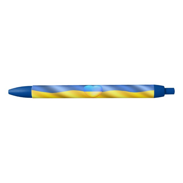 Support Ukraine Freedom Peace Heart - Ukraine Flag Blue Ink Pen (Front)