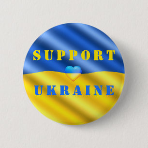 Support Ukraine Freedom Peace Heart Ukrainian Flag 6 Cm Round Badge