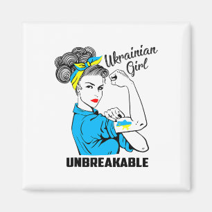 Support Ukraine Girl Unbreakable Strong Ukrainian Magnet