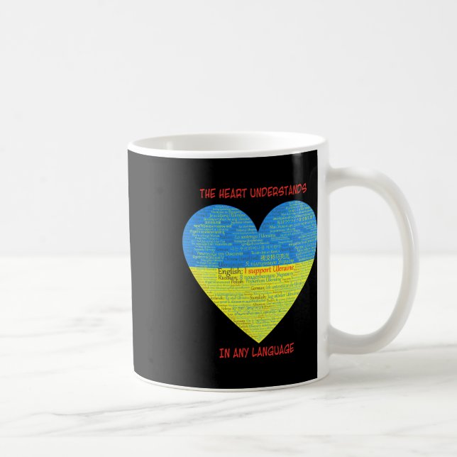 Support Ukraine Heart Understands Languages  Coffee Mug (Right)