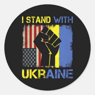 Support Ukraine I Stand With Ukraine Ukrainian Fla Classic Round Sticker