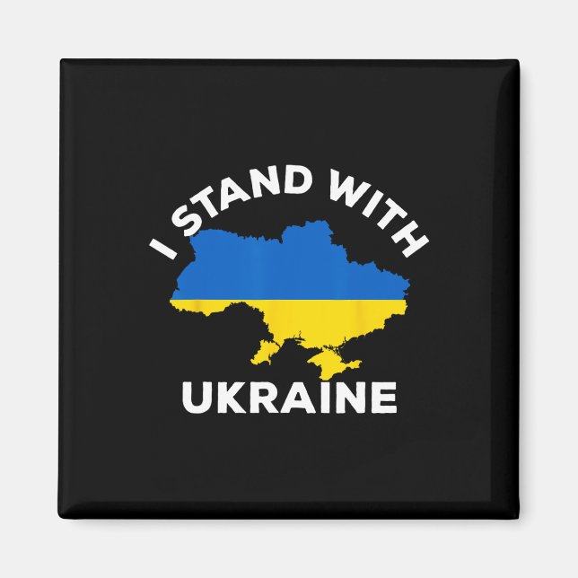 Support Ukraine I Stand With Ukraine Ukrainian Map Magnet (Front)