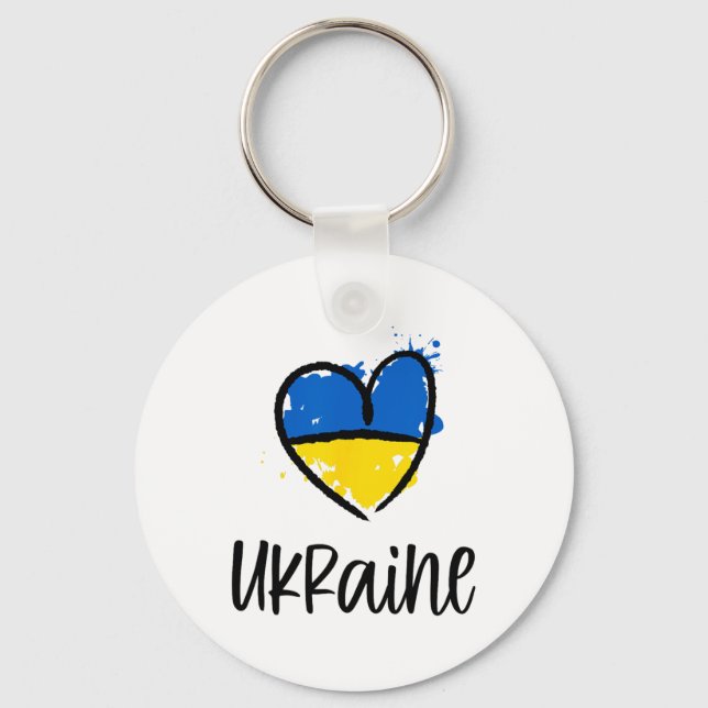 Support Ukraine I Stand With Ukrainian Flag Slava  Key Ring (Front)