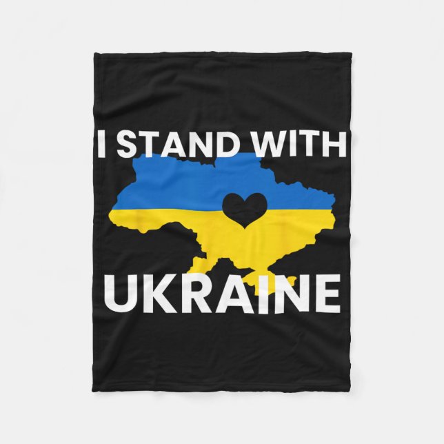 Support Ukraine Map Heart Stand Together Ukraine S Fleece Blanket (Front)