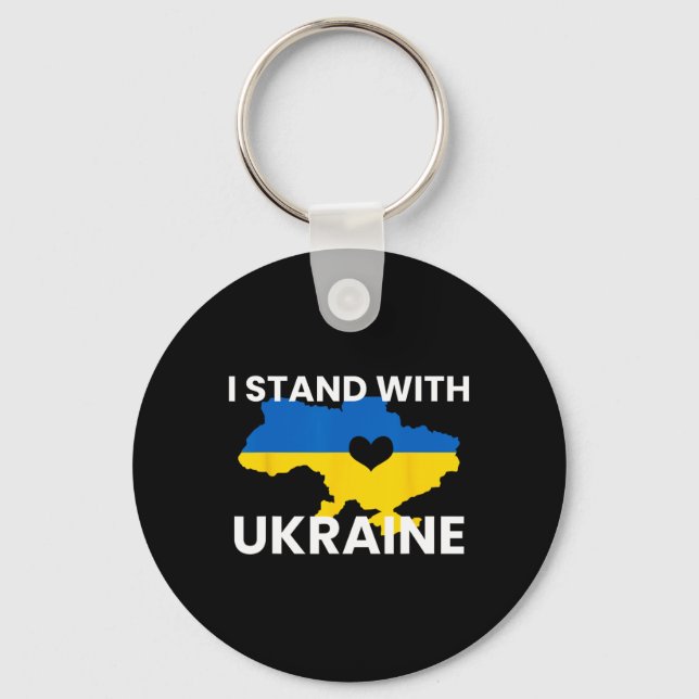 Support Ukraine Map Heart Stand Together Ukraine S Key Ring (Front)