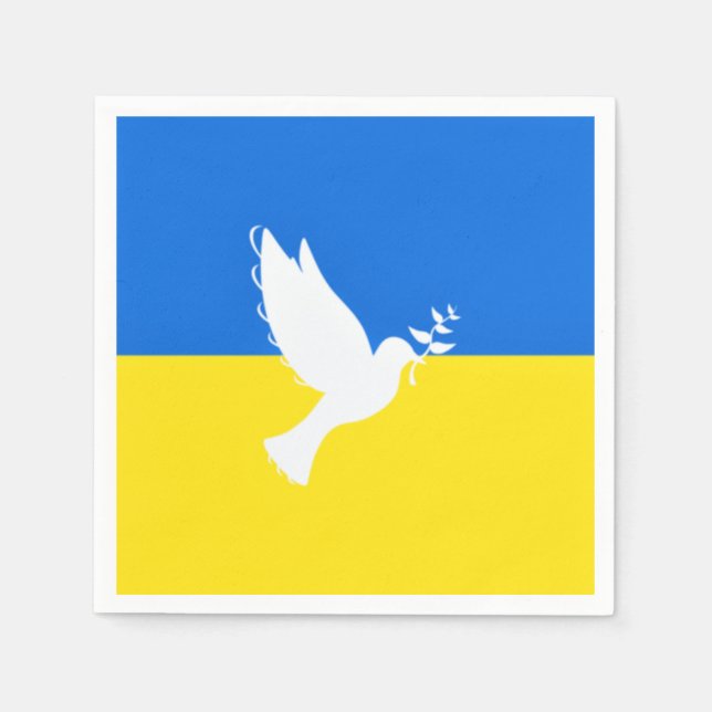 Support Ukraine Napkins Peace Dove Ukrainian Flag (Front)