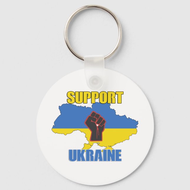 Support Ukraine - Peace & Love for Ukraine Key Ring (Front)