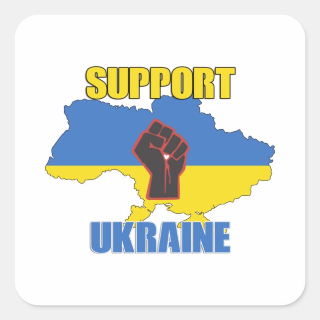 Support Ukraine - Peace & Love for Ukraine Square Sticker (Front)