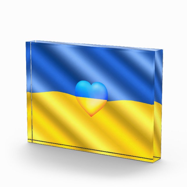 Support Ukraine Photo Block Ukrainian Flag Heart (Right)