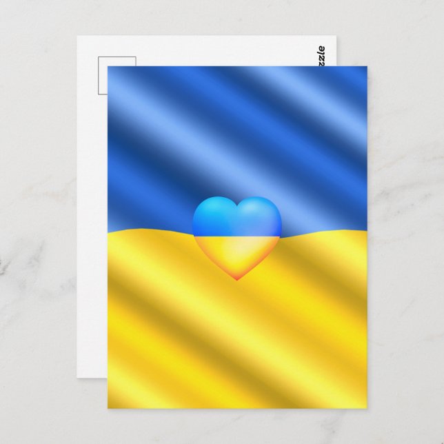 Support Ukraine Postcard Ukrainian Flag - Freedom (Front/Back)