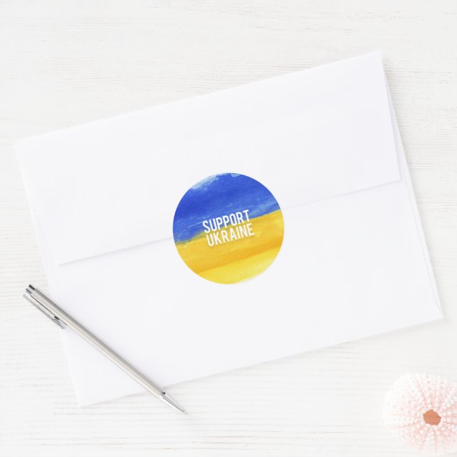 Support Ukraine Round Sticker (Envelope)