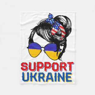 Support Ukraine Shirt Woman Flag American Ukrainia Fleece Blanket