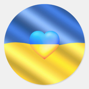 Support Ukraine Sticker Ukrainian Flag Heart