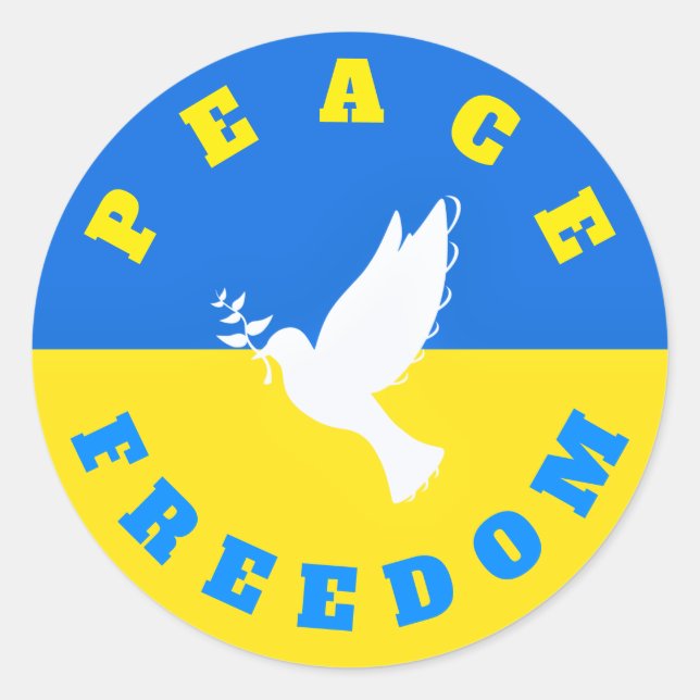 Support Ukraine Stickers Peace Dove Ukrainian Flag (Front)