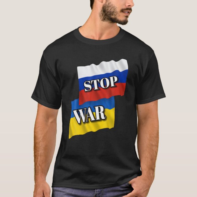 Support Ukraine Stop War Ukrainian Flag T-Shirt (Front)