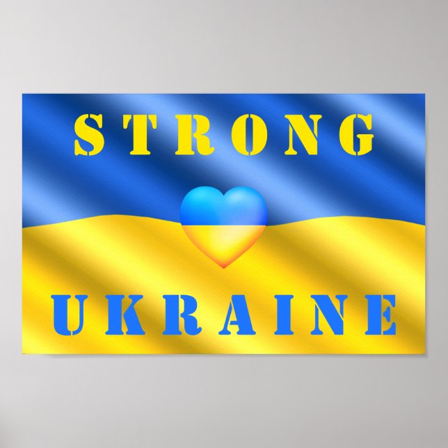 Support Ukraine - Strong - Flag - Freedom - Peace  Poster (Front)