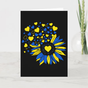 Support Ukraine Sunflower Ukrainian Flag Heart Men Card