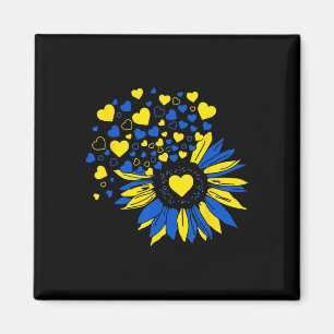 Support Ukraine Sunflower Ukrainian Flag Heart Men Magnet