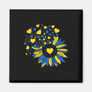 Support Ukraine Sunflower Ukrainian Flag Heart Men Magnet