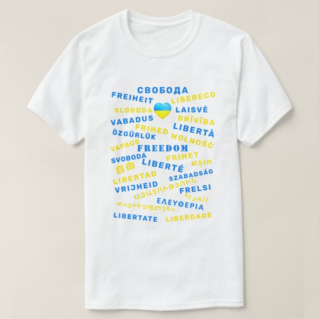 Support Ukraine T-Shirt Freedom Text International (Design Front)