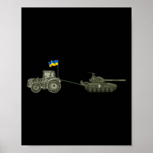 Support Ukraine Tractor Pulling A Russian  Poster