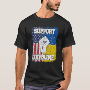 Support Ukraine Ukraine Flag American Flag T-Shirt