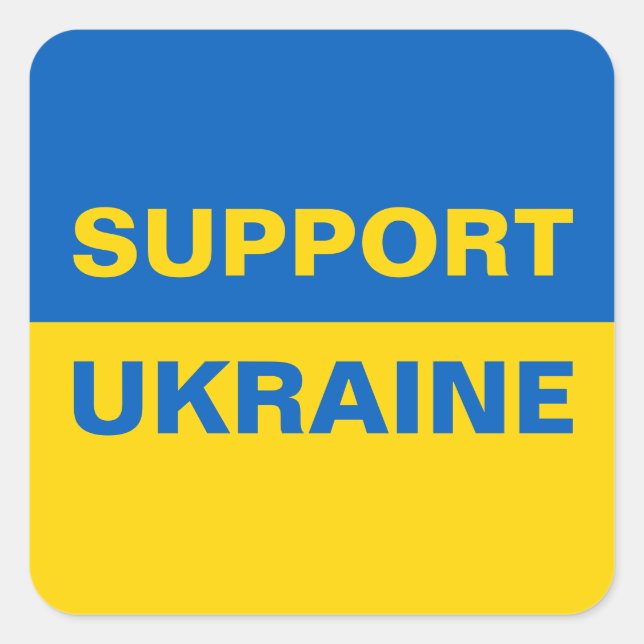 Support Ukraine Ukrainian Flag Square Sticker (Front)