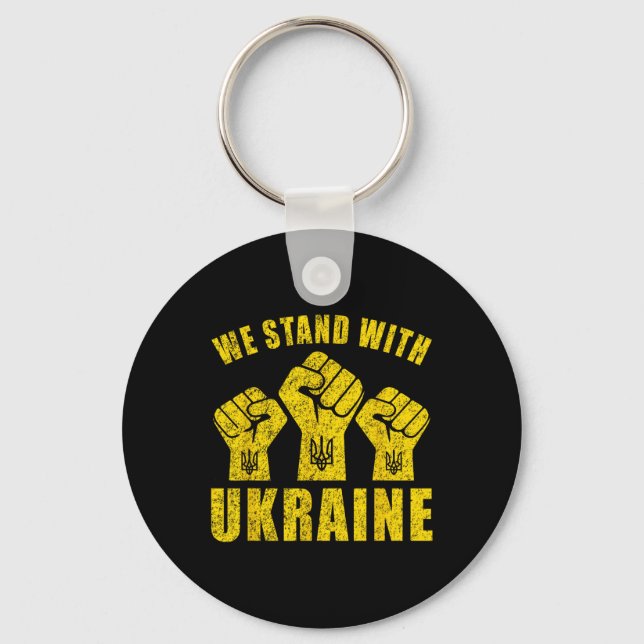 Support Ukraine - We Stand With Ukraine  Key Ring (Front)