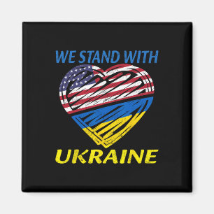 Support Ukraine We Stand With Ukraine Usa Flag Ret Magnet