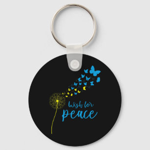 Support Ukraine Wish For Peace Dandelion Ukrainian Key Ring