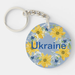 Support Ukraine Wreath Ukrainian Flag Colors Key Ring