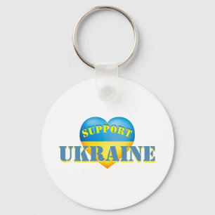 Support Ukraine Yellow and Blue Heart  Key Ring