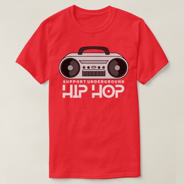 Support Underground Hip Hop Boombox T-Shirt (Design Front)