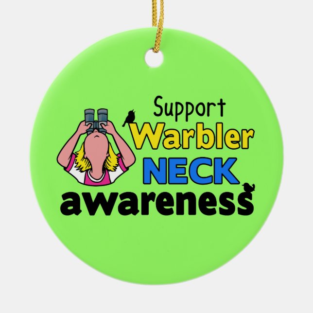 Support Warbler Neck Awareness Ceramic Tree Decoration (Front)