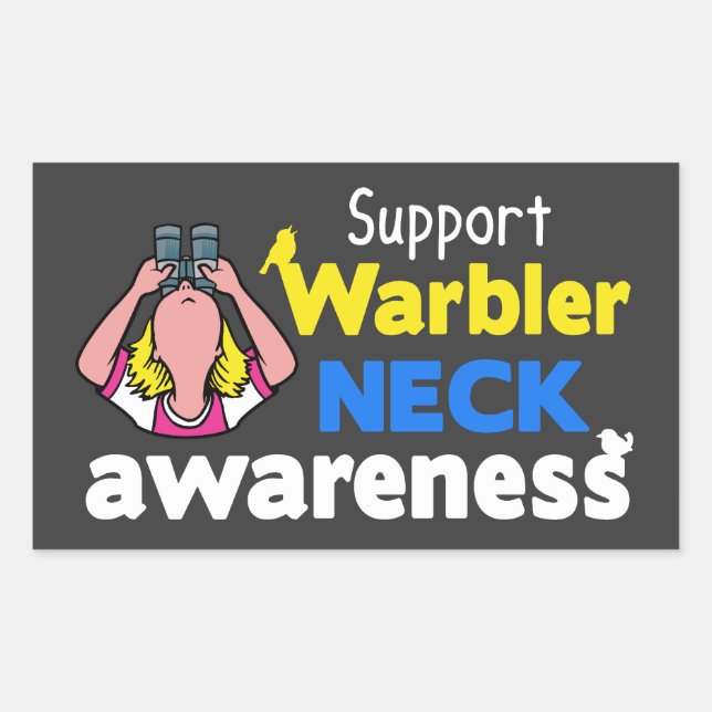 Support Warbler Neck Awareness Rectangular Sticker (Front)