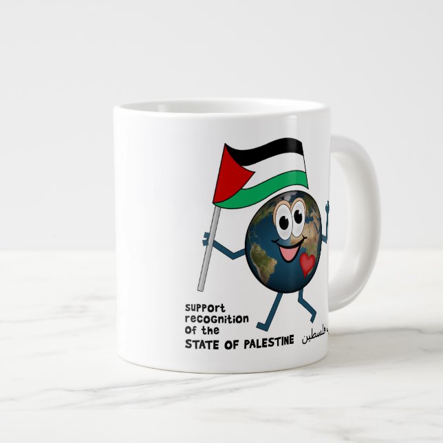 Support world recognition of the state of Palestin Large Coffee Mug (Front Right)