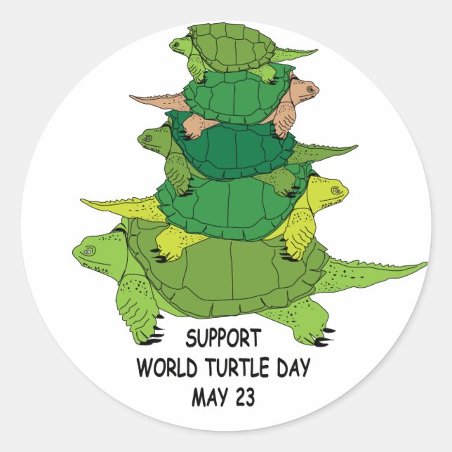 Support World Turtle Day Sticker (Front)