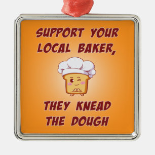 Support your baker they knead the dough metal tree decoration