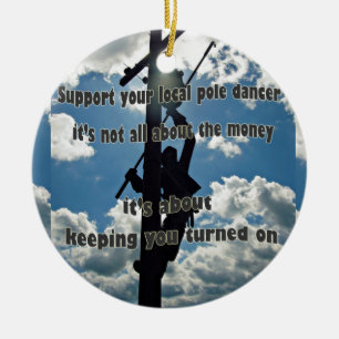 Support your Lineman Ceramic Tree Decoration