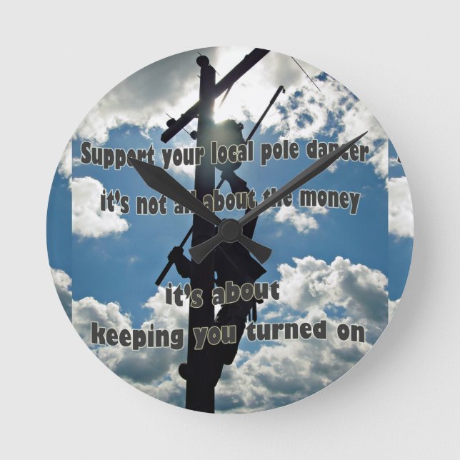 Support your Lineman Round Clock (Front)