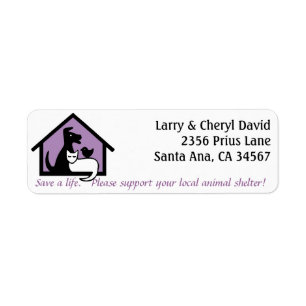 Support your local animal shelter address label.