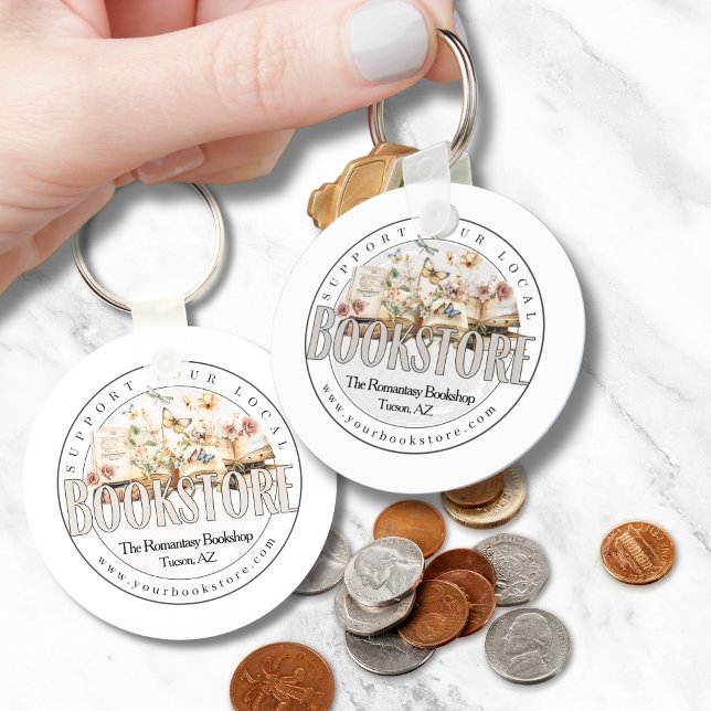 Support Your Local Bookstore Book Club Custom Key Ring (custom personalized book store bookshop keychains for marketing advertising book club shop local)