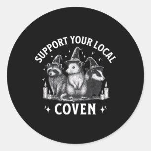Support Your Local Coven Racoon Opossum Skunk Hal Classic Round Sticker