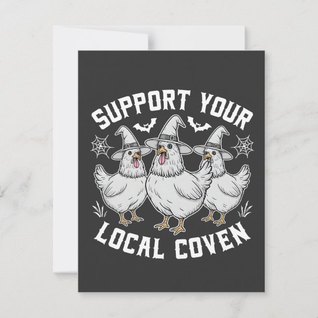 Support Your Local Coven Rooster Halloween Spooky Invitation (Front)