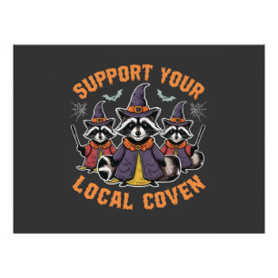 Support Your Local Coven Spooky Racoon Halloween Photo Print