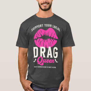 Support Your Local Drag Vintage Lips Black T-Shirt