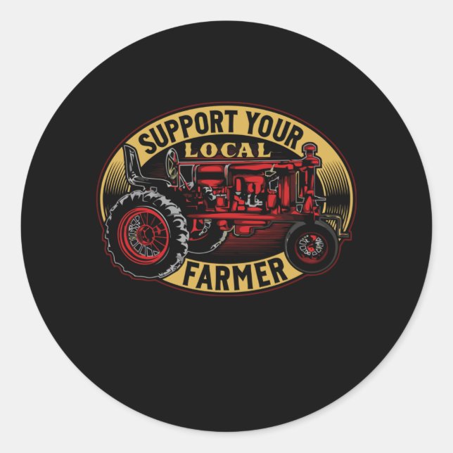 Support Your Local Farmer Classic Round Sticker (Front)